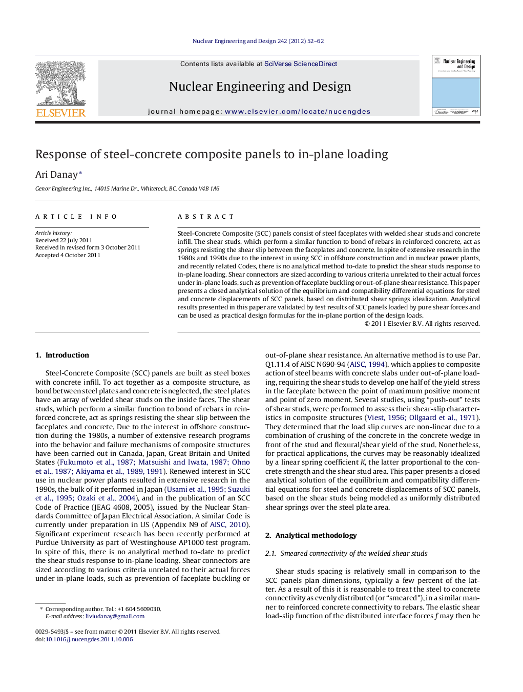 Response of steel-concrete composite panels to in-plane loading