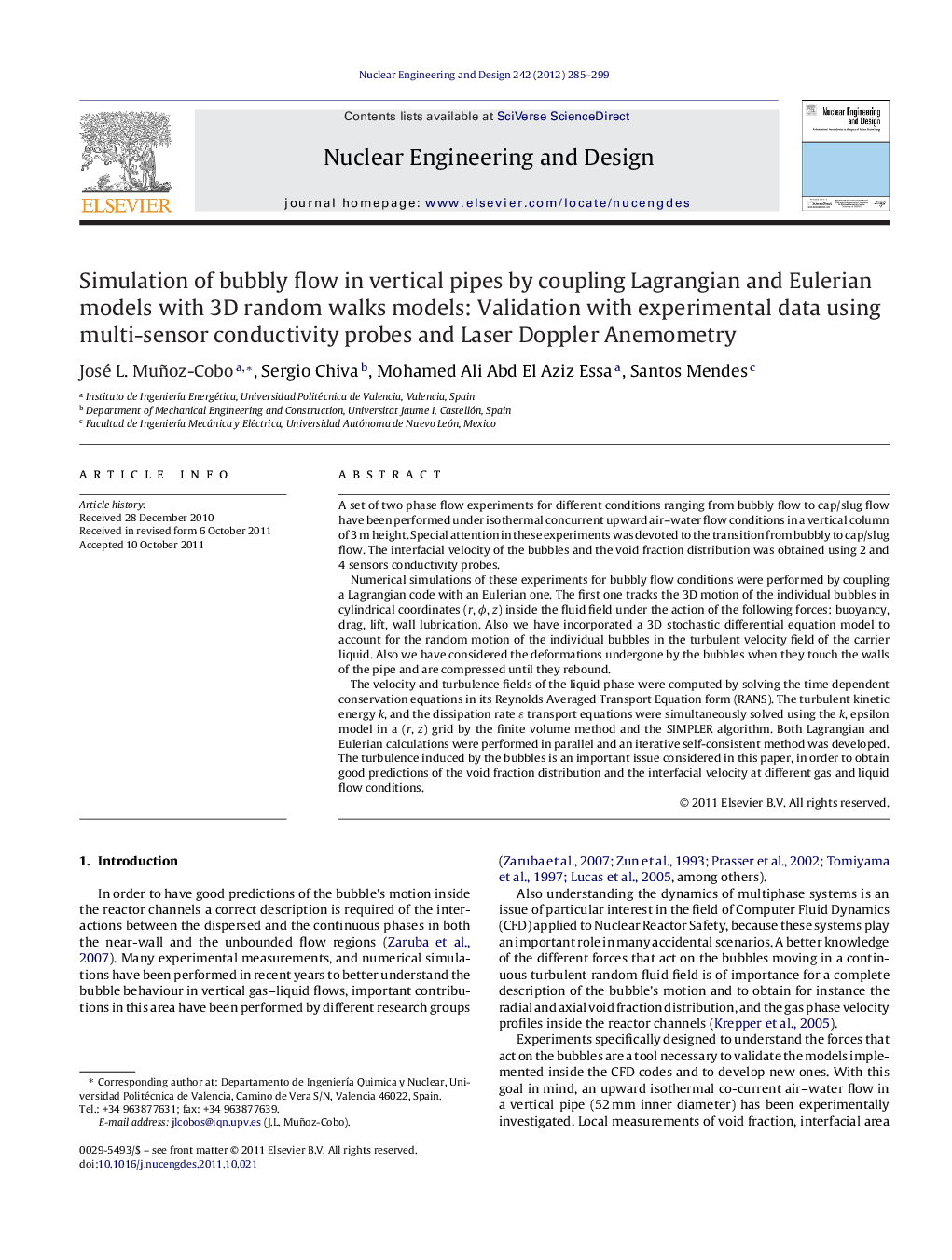 Simulation of bubbly flow in vertical pipes by coupling Lagrangian and Eulerian models with 3D random walks models: Validation with experimental data using multi-sensor conductivity probes and Laser Doppler Anemometry
