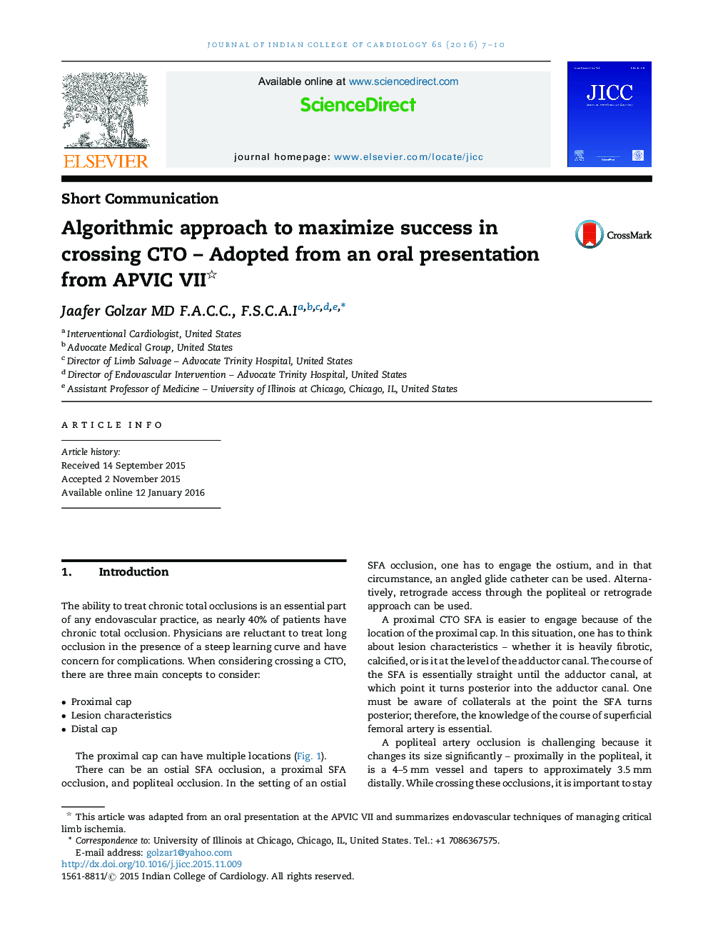 Algorithmic approach to maximize success in crossing CTO - Adopted from an oral presentation from APVIC VII