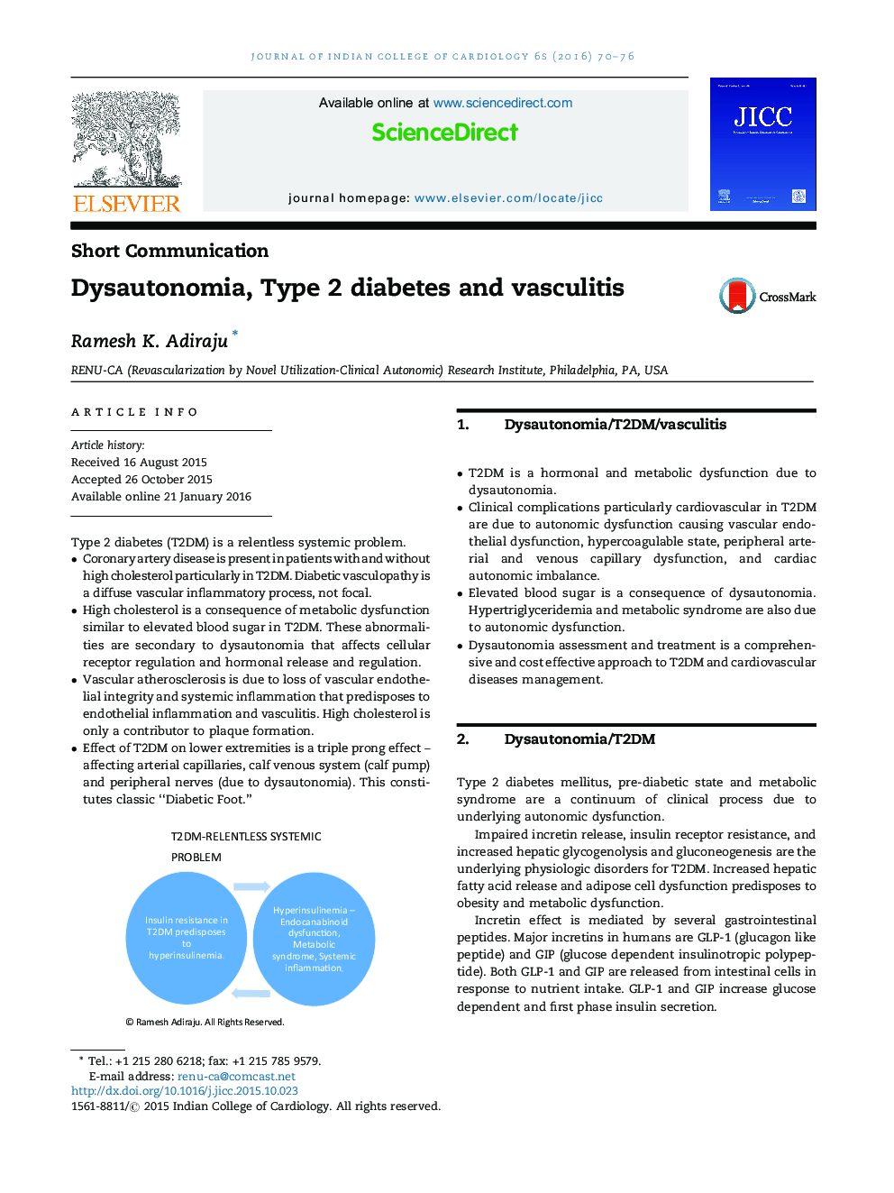 Dysautonomia, Type 2 diabetes and vasculitis