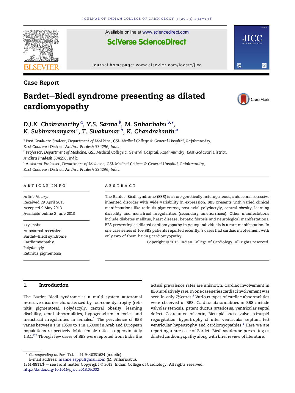 Bardet–Biedl syndrome presenting as dilated cardiomyopathy