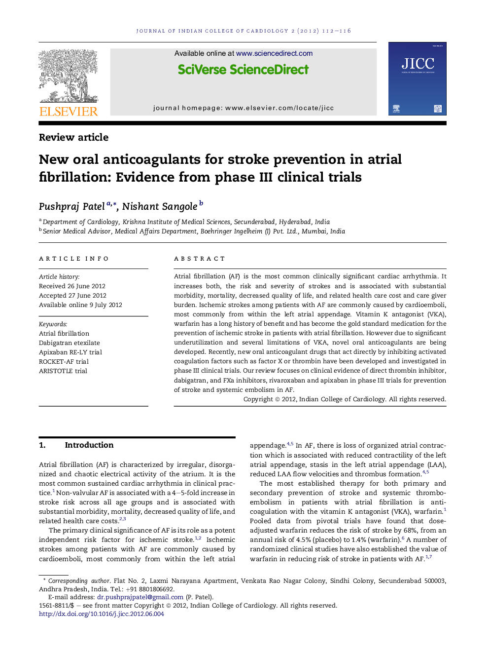 New oral anticoagulants for stroke prevention in atrial fibrillation: Evidence from phase III clinical trials