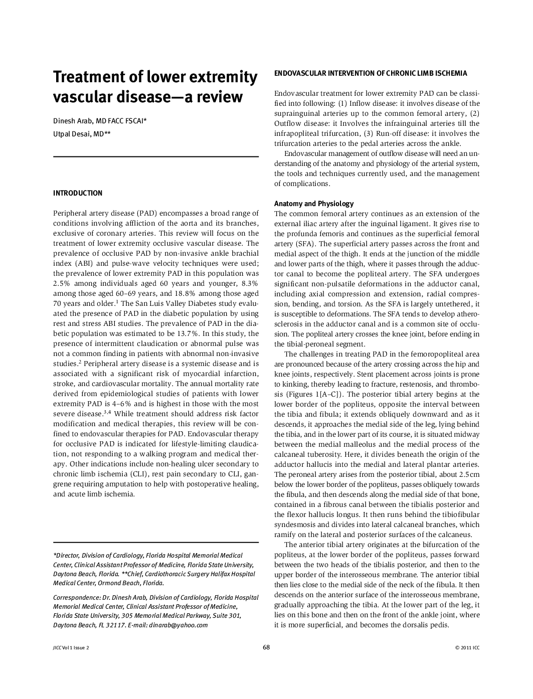 Treatment of lower extremity vascular disease-a review