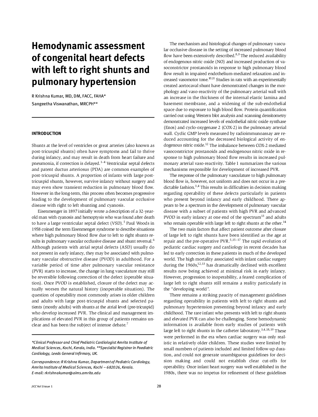 Hemodynamic assessment of congenital heart defects with left to right shunts and pulmonary hypertension