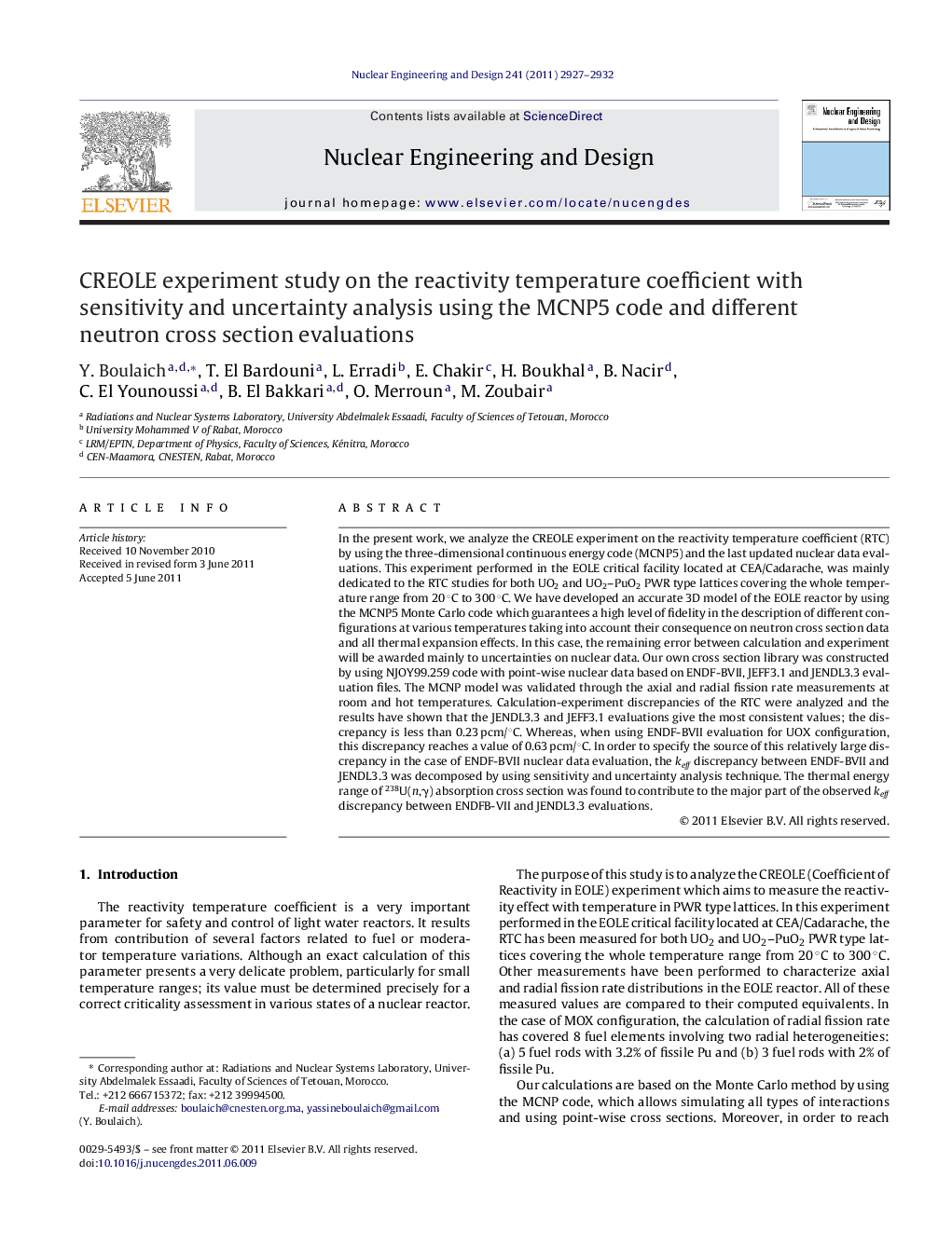 CREOLE experiment study on the reactivity temperature coefficient with sensitivity and uncertainty analysis using the MCNP5 code and different neutron cross section evaluations