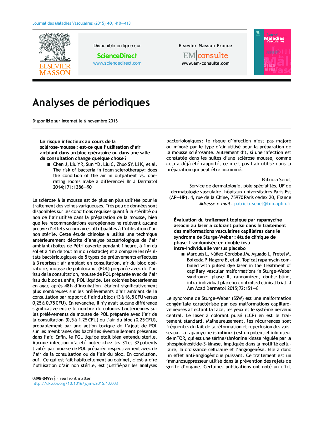 عکس صفحه اول مقاله: Analyses de périodiques Analyses de périodiques