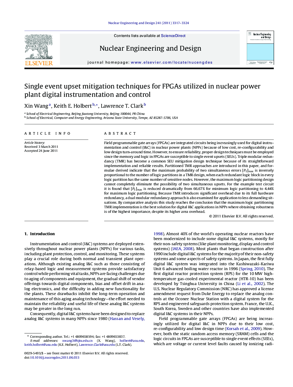 عکس صفحه اول مقاله: Single event upset mitigation techniques for FPGAs utilized in nuclear power plant digital instrumentation and control Single event upset mitigation techniques for FPGAs utilized in nuclear power plant digital instrumentation and control