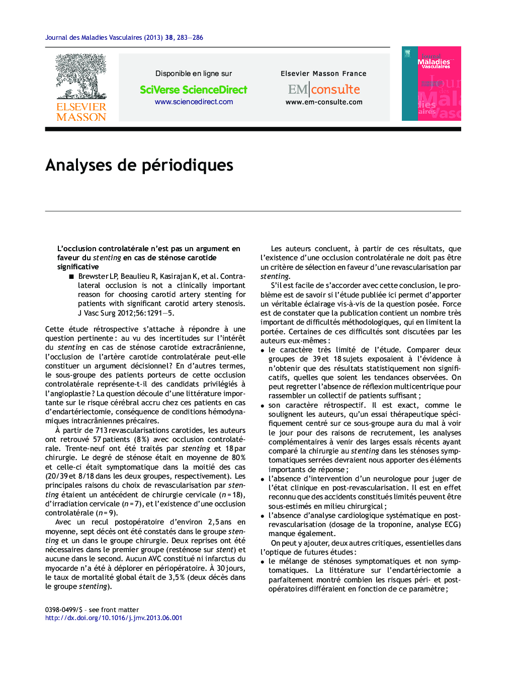 Analyses de périodiques