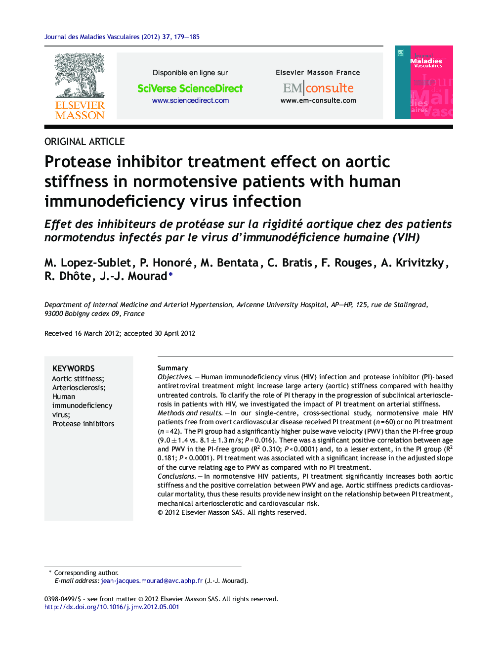 Protease inhibitor treatment effect on aortic stiffness in normotensive patients with human immunodeficiency virus infection