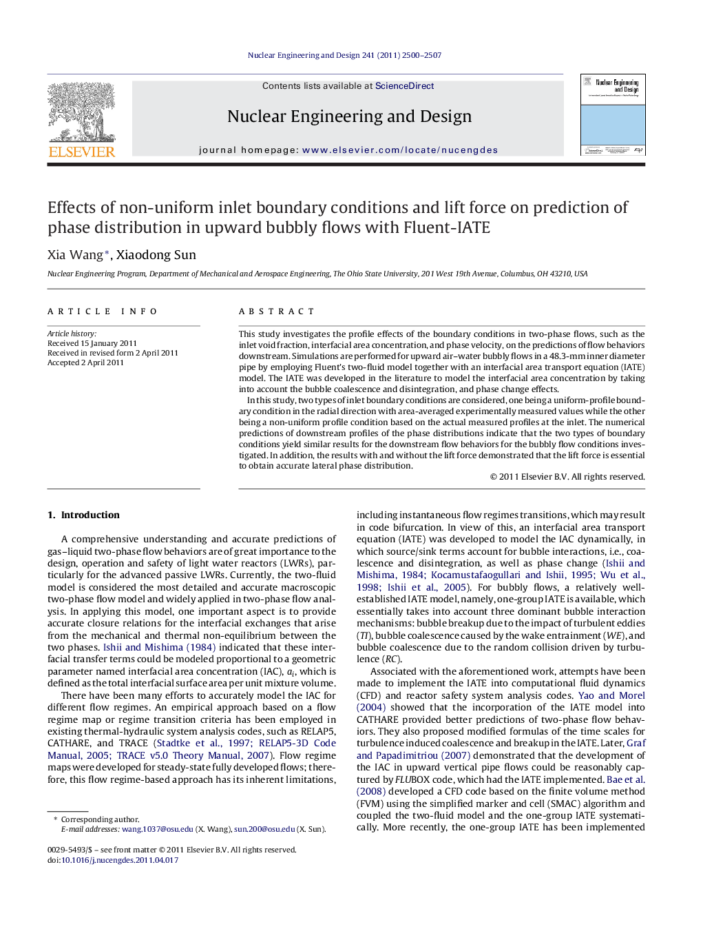 Effects of non-uniform inlet boundary conditions and lift force on prediction of phase distribution in upward bubbly flows with Fluent-IATE