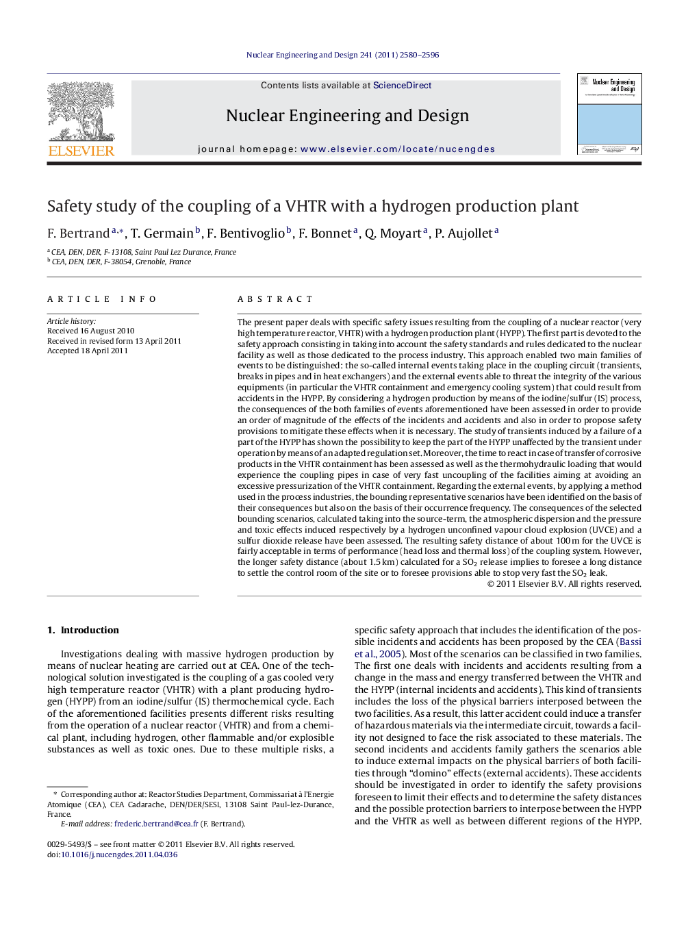 Safety study of the coupling of a VHTR with a hydrogen production plant