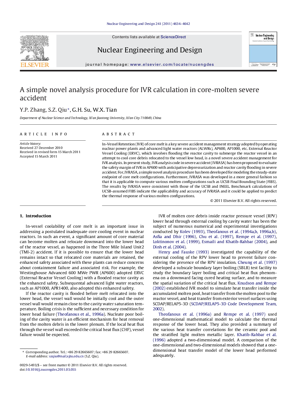 A simple novel analysis procedure for IVR calculation in core-molten severe accident