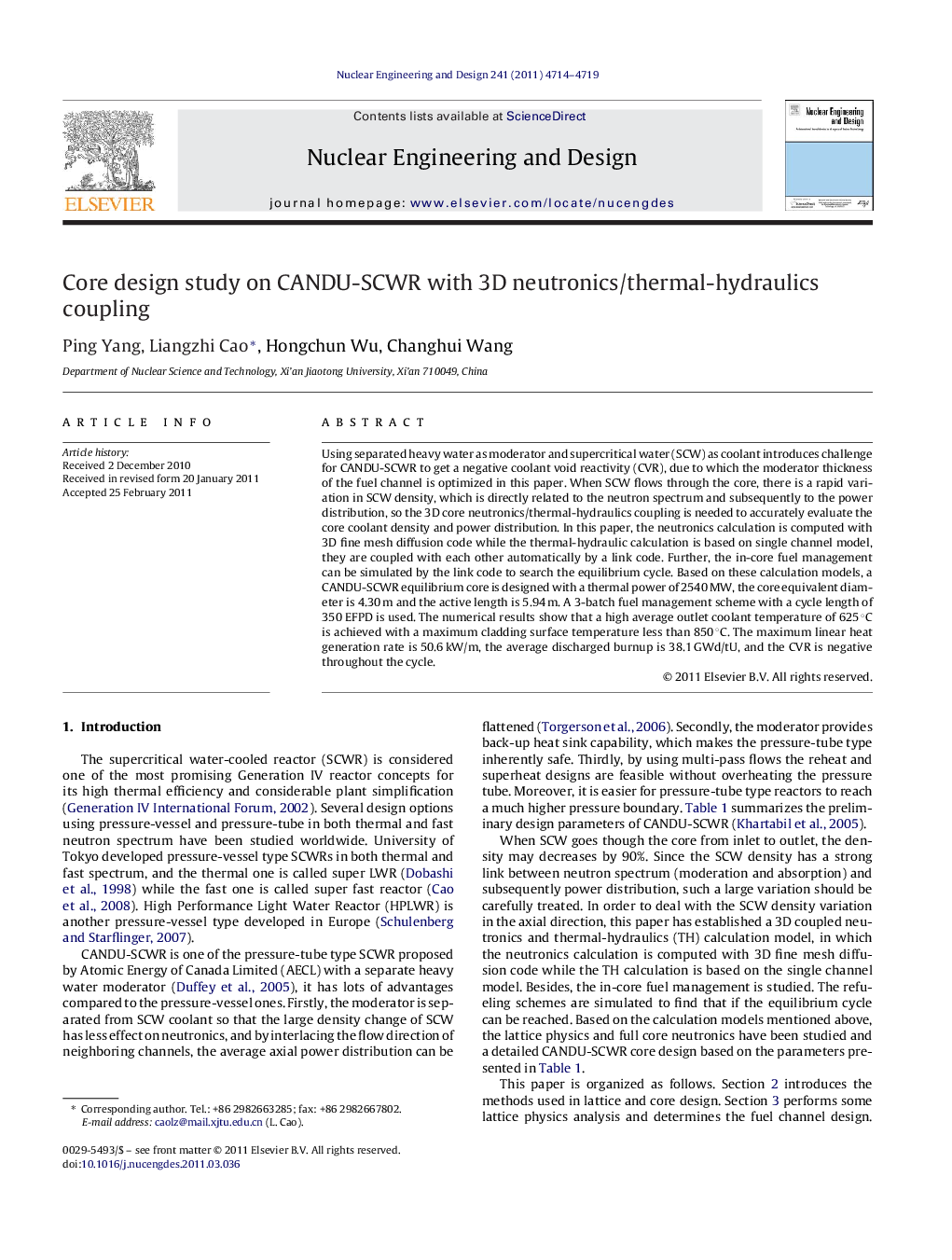 Core design study on CANDU-SCWR with 3D neutronics/thermal-hydraulics coupling
