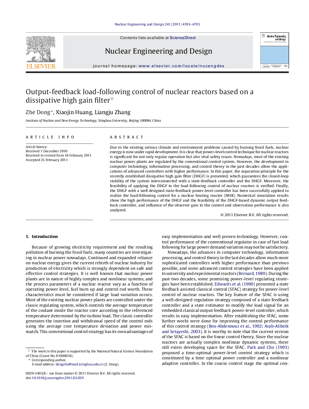 Output-feedback load-following control of nuclear reactors based on a dissipative high gain filter 