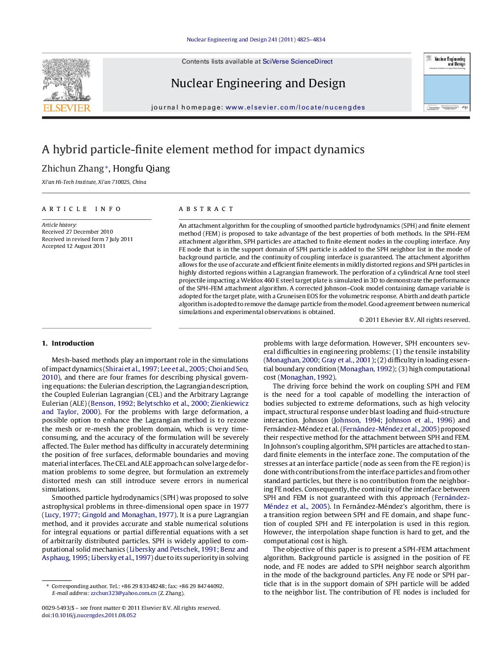 عکس صفحه اول مقاله: A hybrid particle-finite element method for impact dynamics A hybrid particle-finite element method for impact dynamics