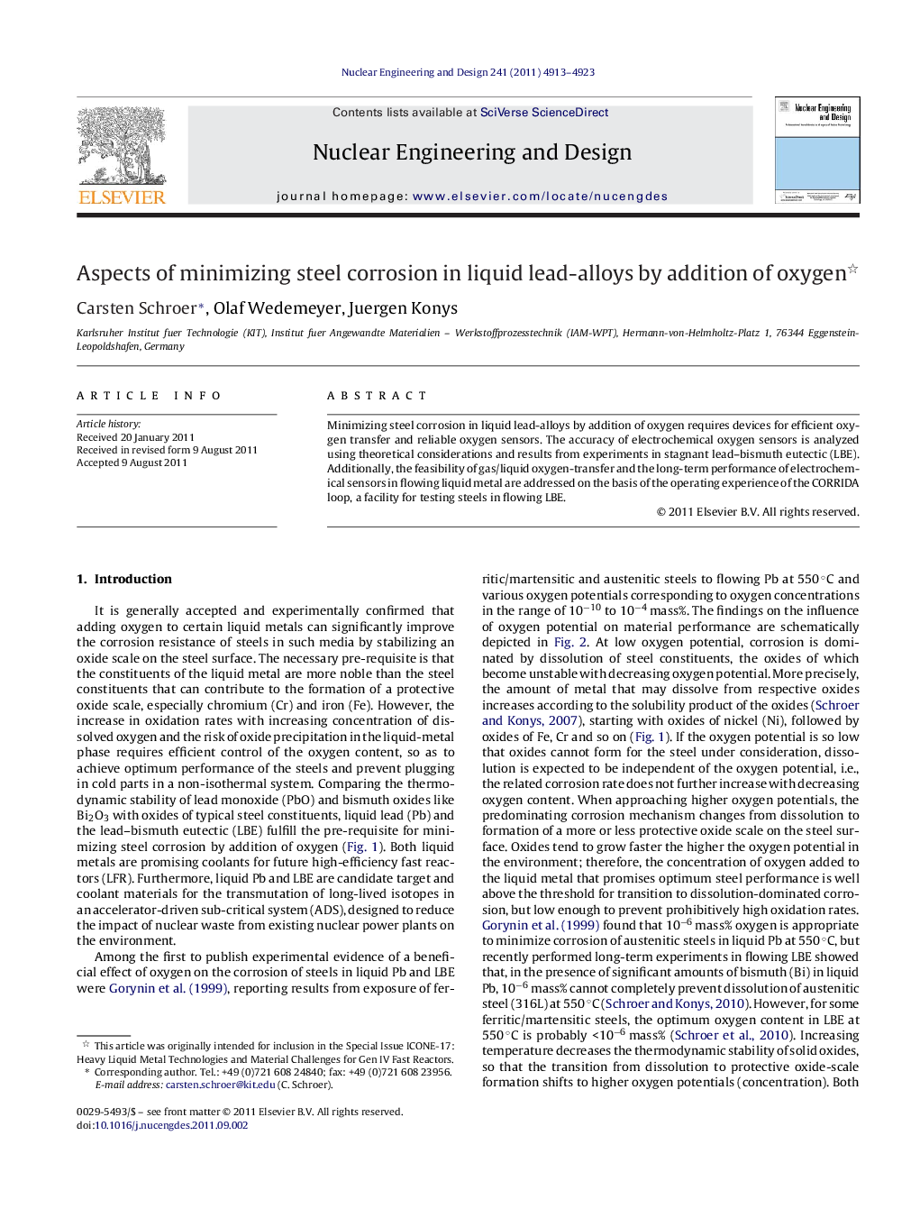Aspects of minimizing steel corrosion in liquid lead-alloys by addition of oxygen 