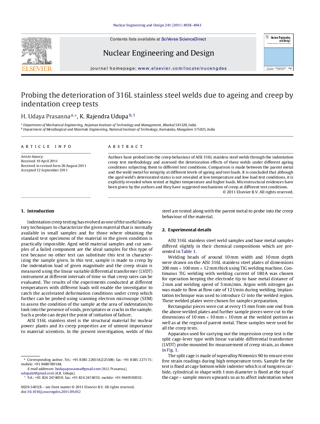 Probing the deterioration of 316L stainless steel welds due to ageing and creep by indentation creep tests