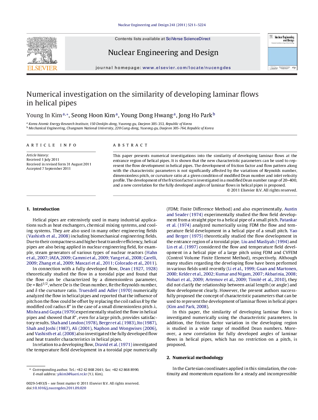Numerical investigation on the similarity of developing laminar flows in helical pipes