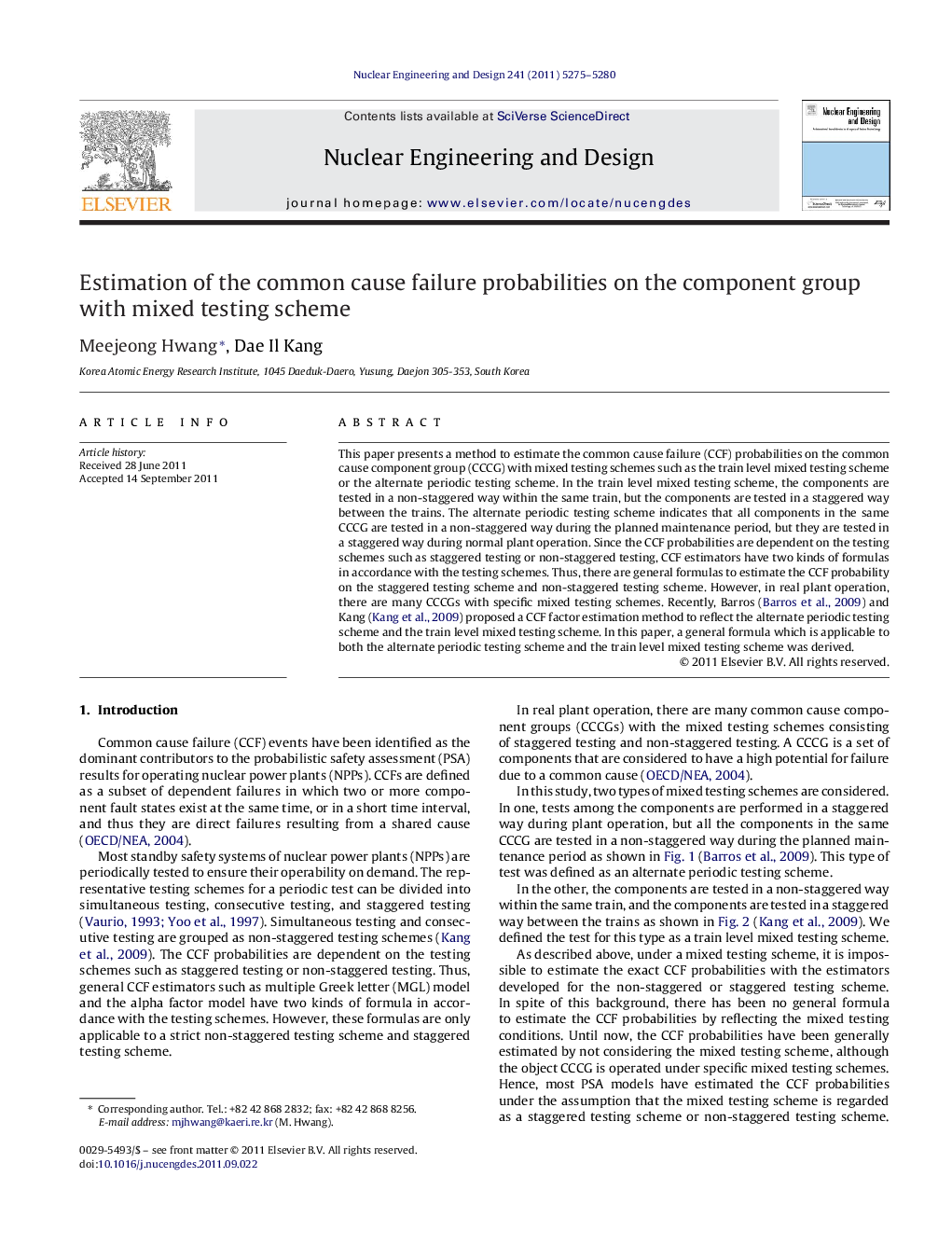 Estimation of the common cause failure probabilities on the component group with mixed testing scheme