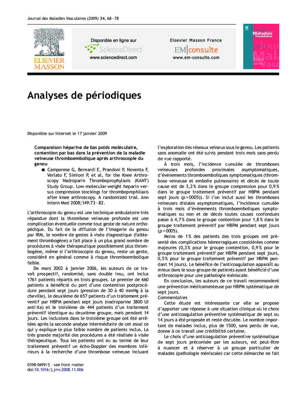 عکس صفحه اول مقاله: Analyses de periodiques Analyses de periodiques