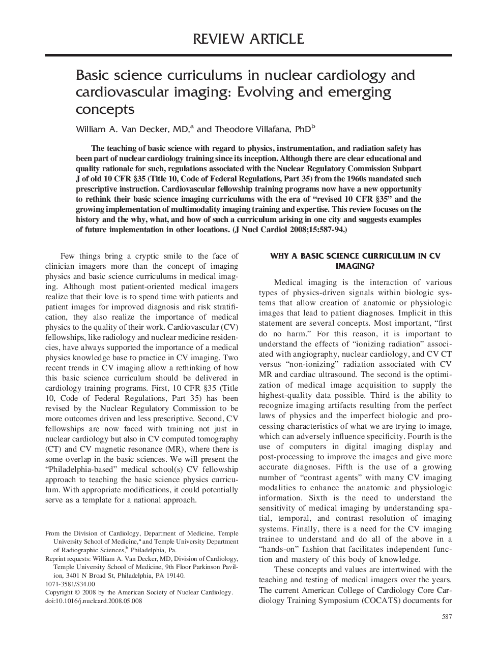 عکس صفحه اول مقاله: Basic science curriculums in nuclear cardiology and cardiovascular imaging: Evolving and emerging concepts Basic science curriculums in nuclear cardiology and cardiovascular imaging: Evolving and emerging concepts
