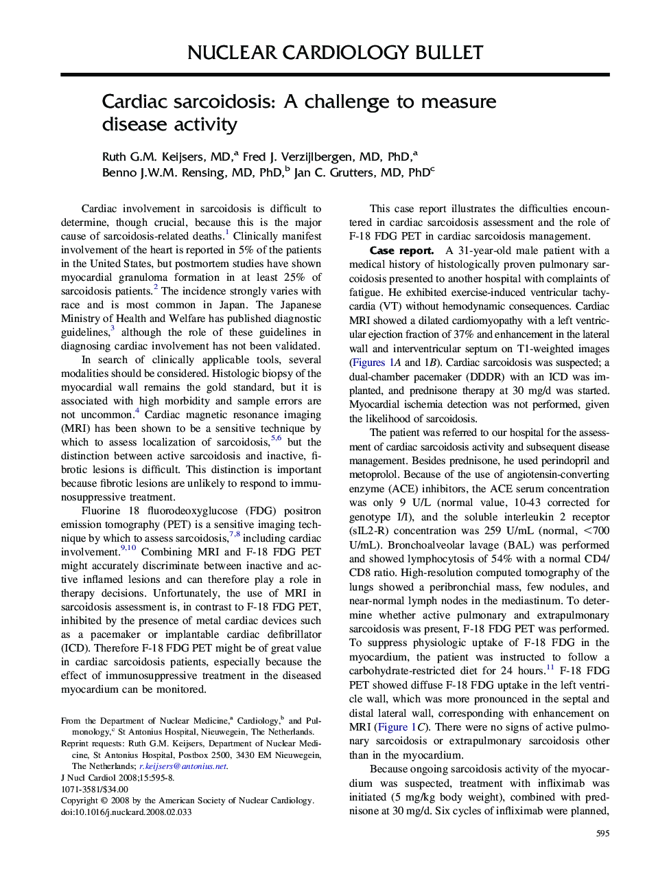 عکس صفحه اول مقاله: Cardiac sarcoidosis: A challenge to measure disease activity Cardiac sarcoidosis: A challenge to measure disease activity