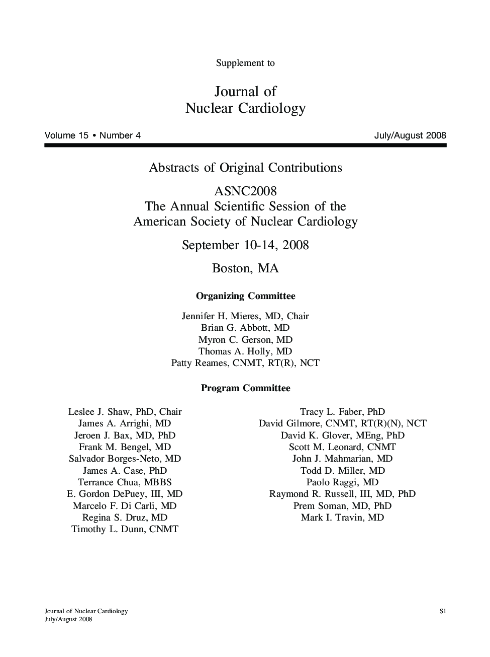 عکس صفحه اول مقاله: Supplement to Journal of Nuclear Cardiology Supplement to Journal of Nuclear Cardiology