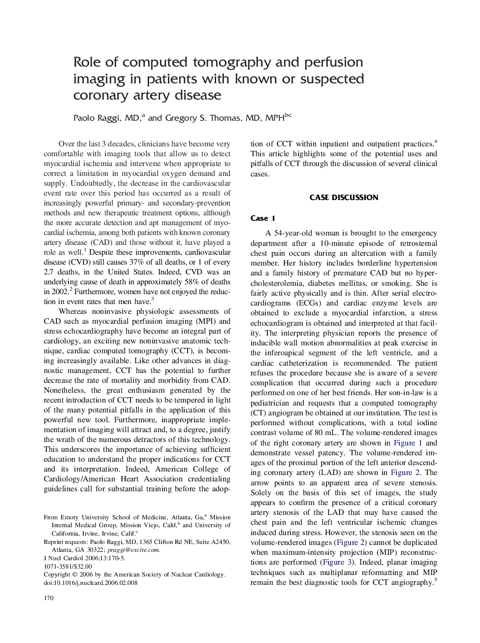 عکس صفحه اول مقاله: Role of computed tomography and perfusion imaging in patients with known or suspected coronary artery disease Role of computed tomography and perfusion imaging in patients with known or suspected coronary artery disease