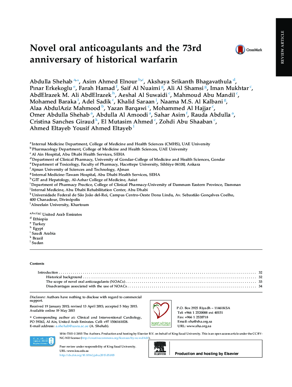 Novel oral anticoagulants and the 73rd anniversary of historical warfarin