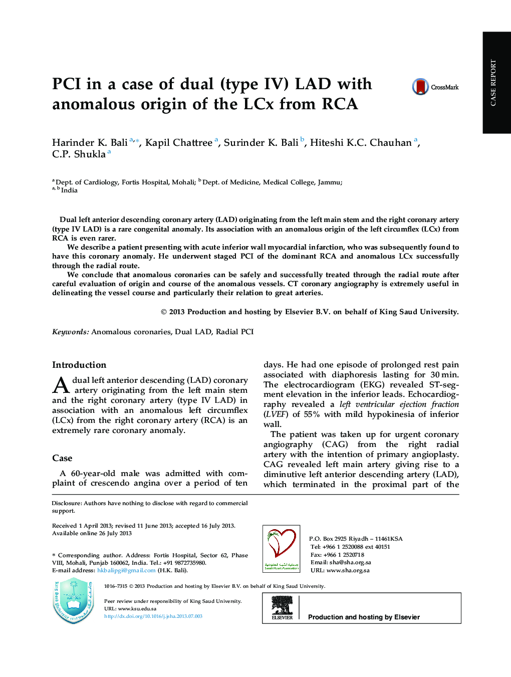 PCI in a case of dual (type IV) LAD with anomalous origin of the LCx from RCA 