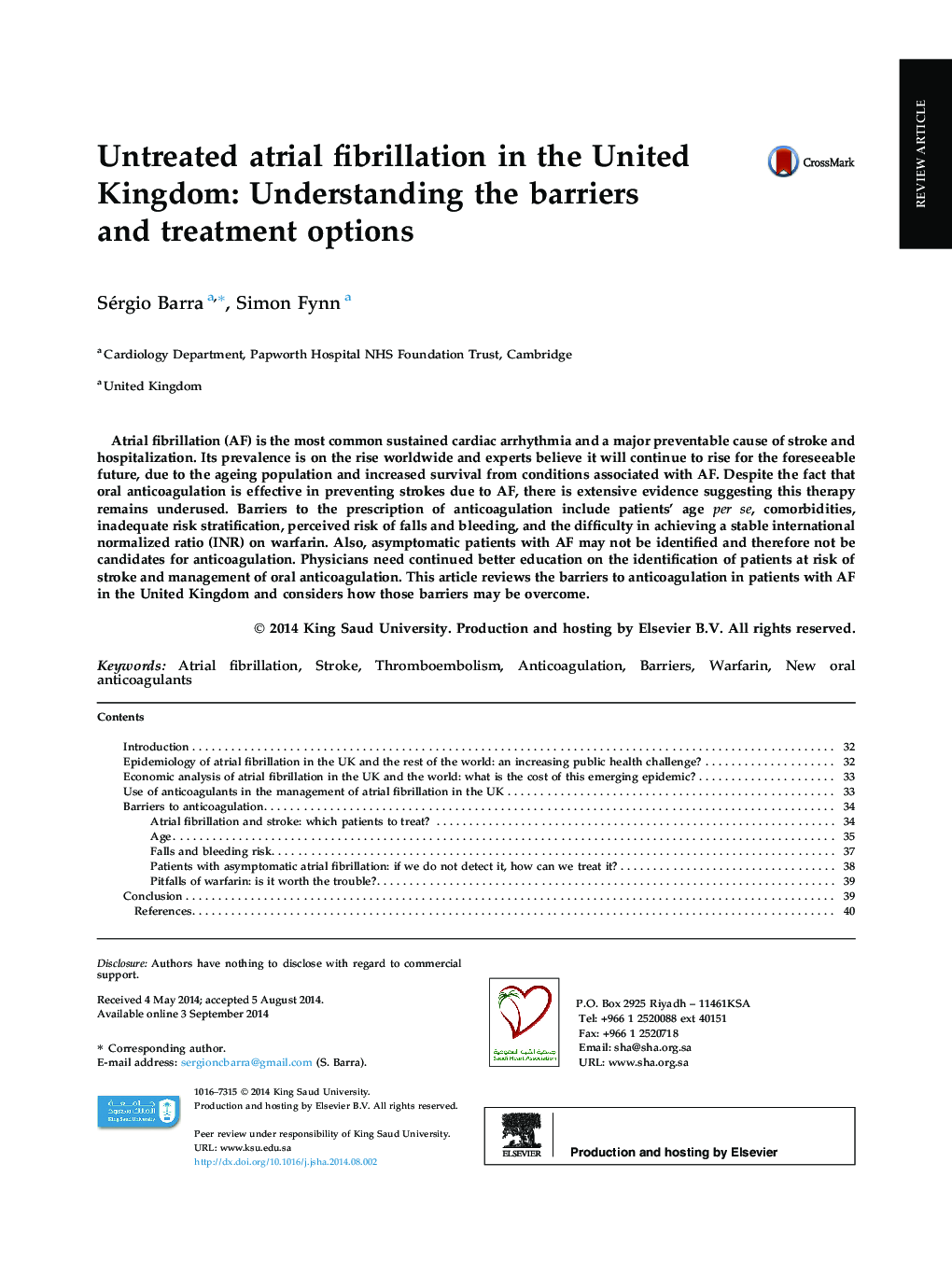 Untreated atrial fibrillation in the United Kingdom: Understanding the barriers and treatment options 