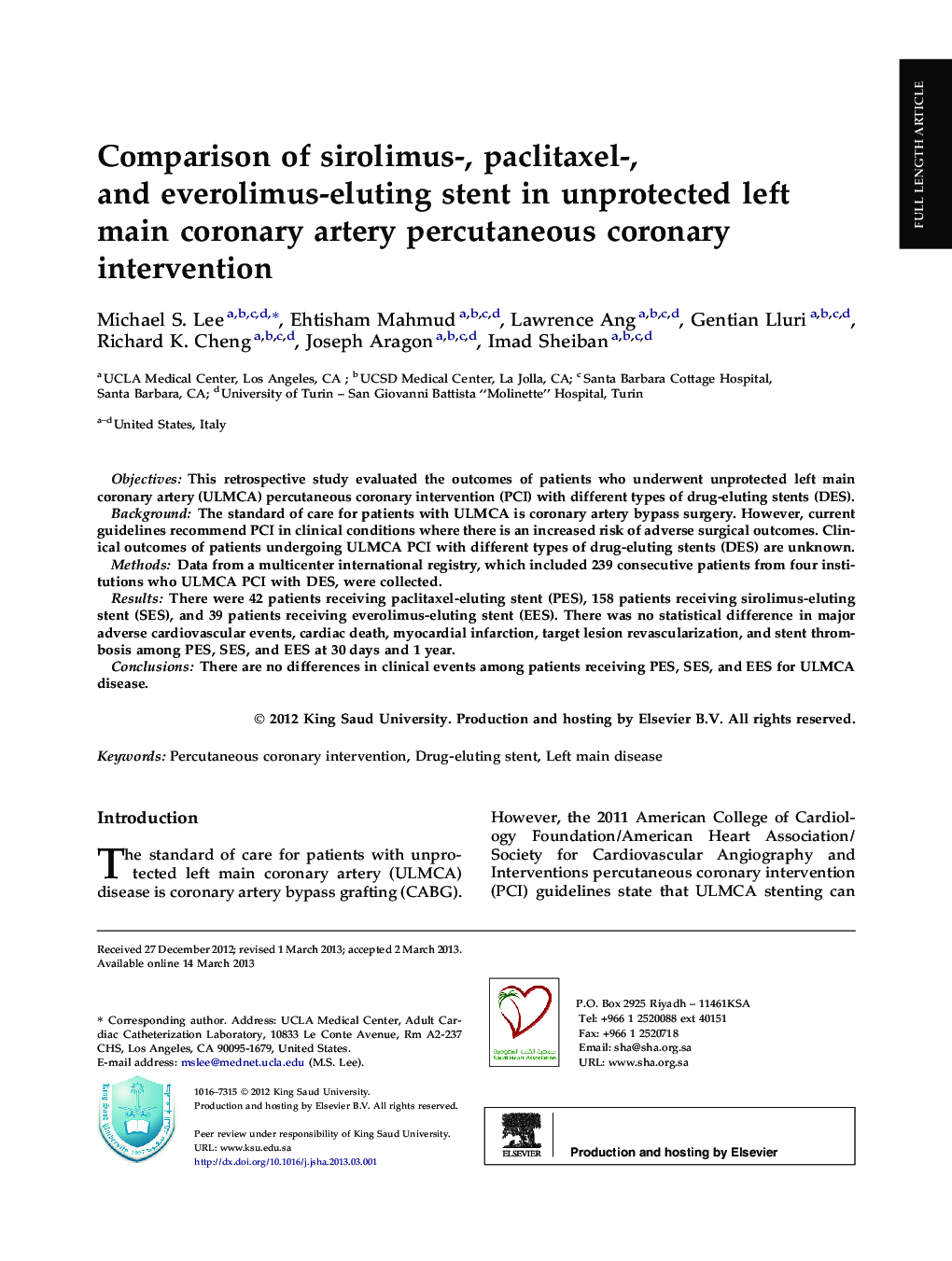 Comparison of sirolimus-, paclitaxel-, and everolimus-eluting stent in unprotected left main coronary artery percutaneous coronary intervention 