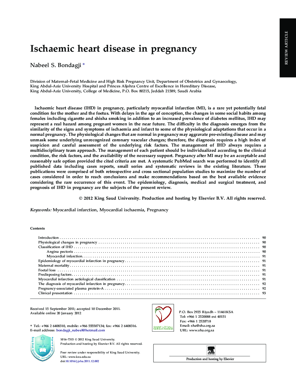 Ischaemic heart disease in pregnancy