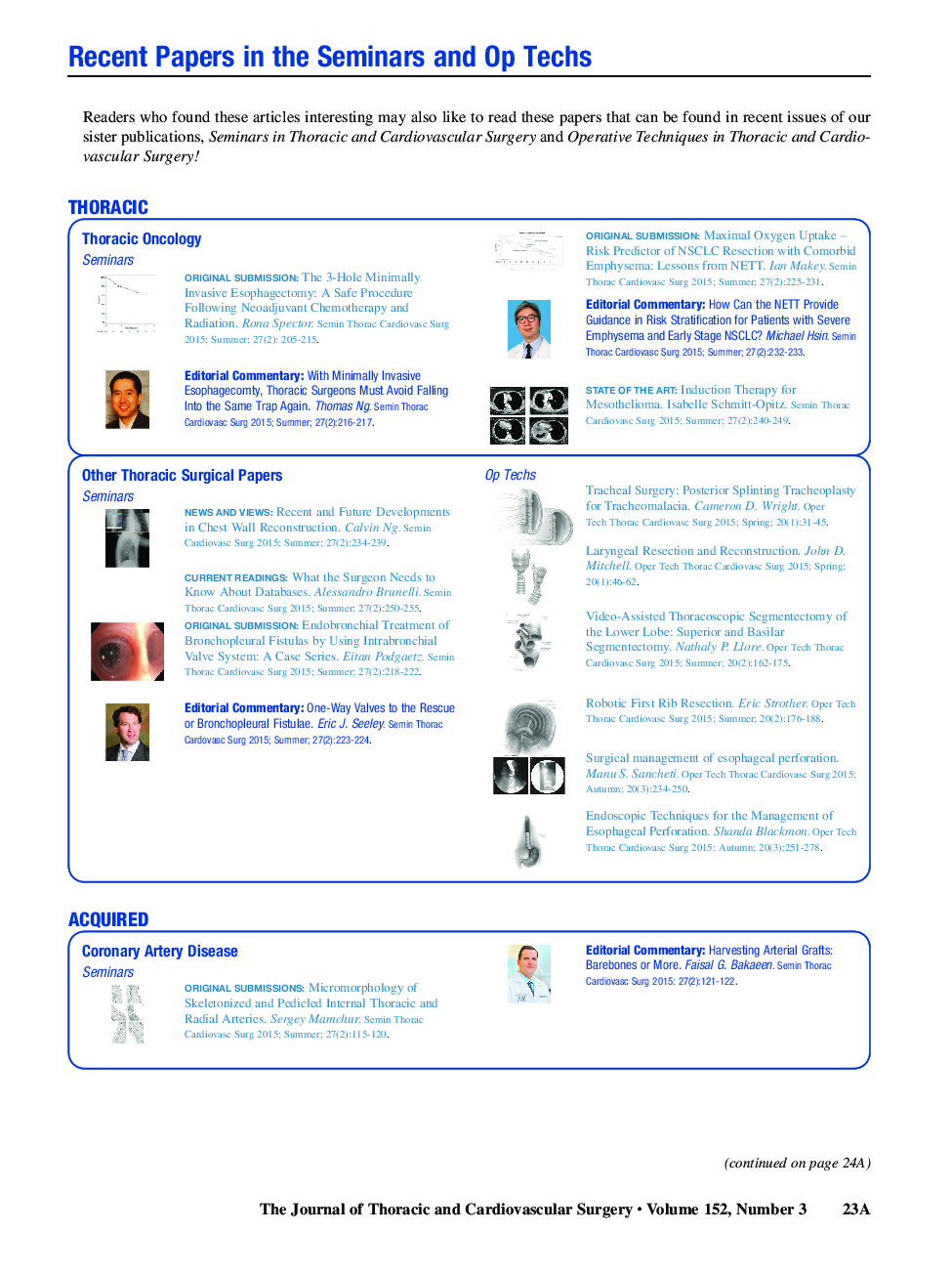 Recent Papers in the Seminars and Op Techs