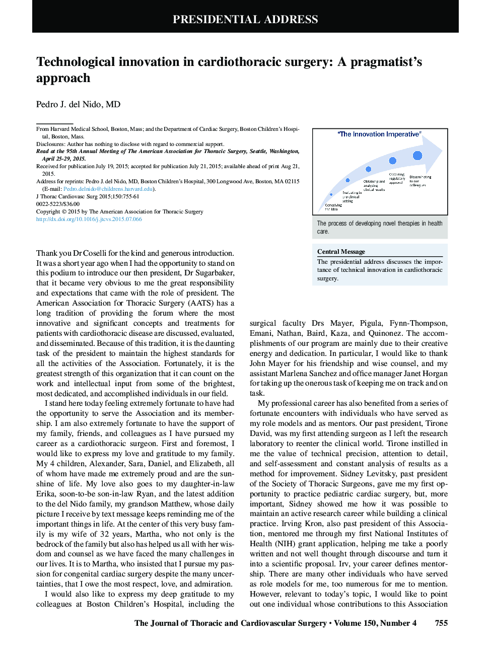 Technological innovation in cardiothoracic surgery: A pragmatist's approach