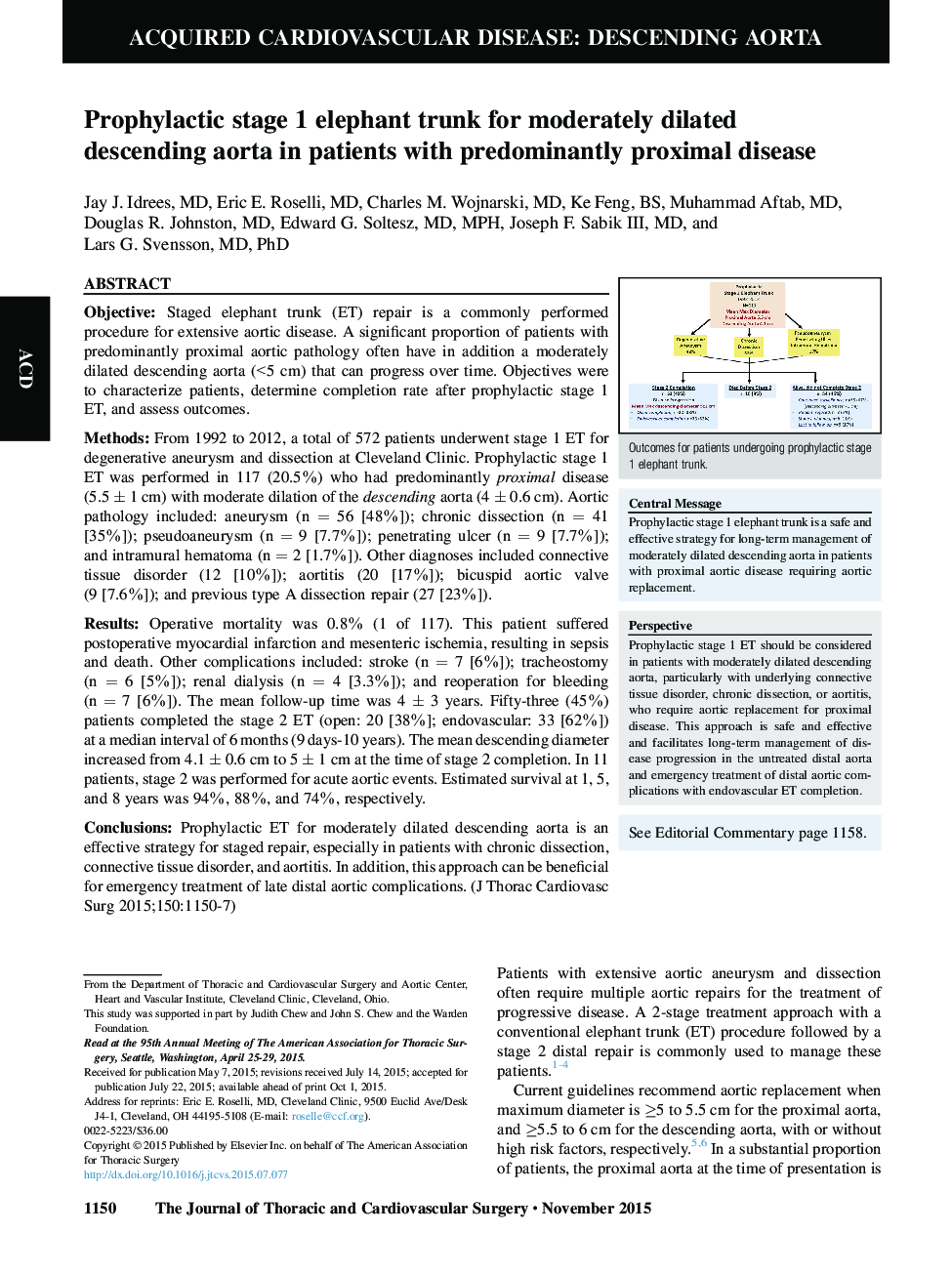 Prophylactic stage 1 elephant trunk for moderately dilated descending aorta in patients with predominantly proximal disease 