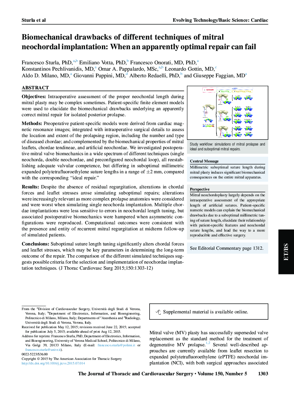 Biomechanical drawbacks of different techniques of mitral neochordal implantation: When an apparently optimal repair can fail