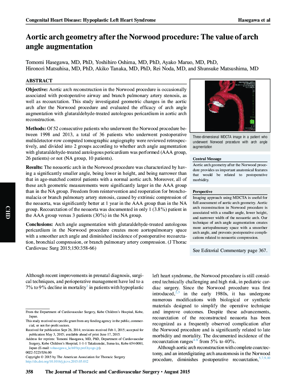 Aortic arch geometry after the Norwood procedure: The value of arch angle augmentation 