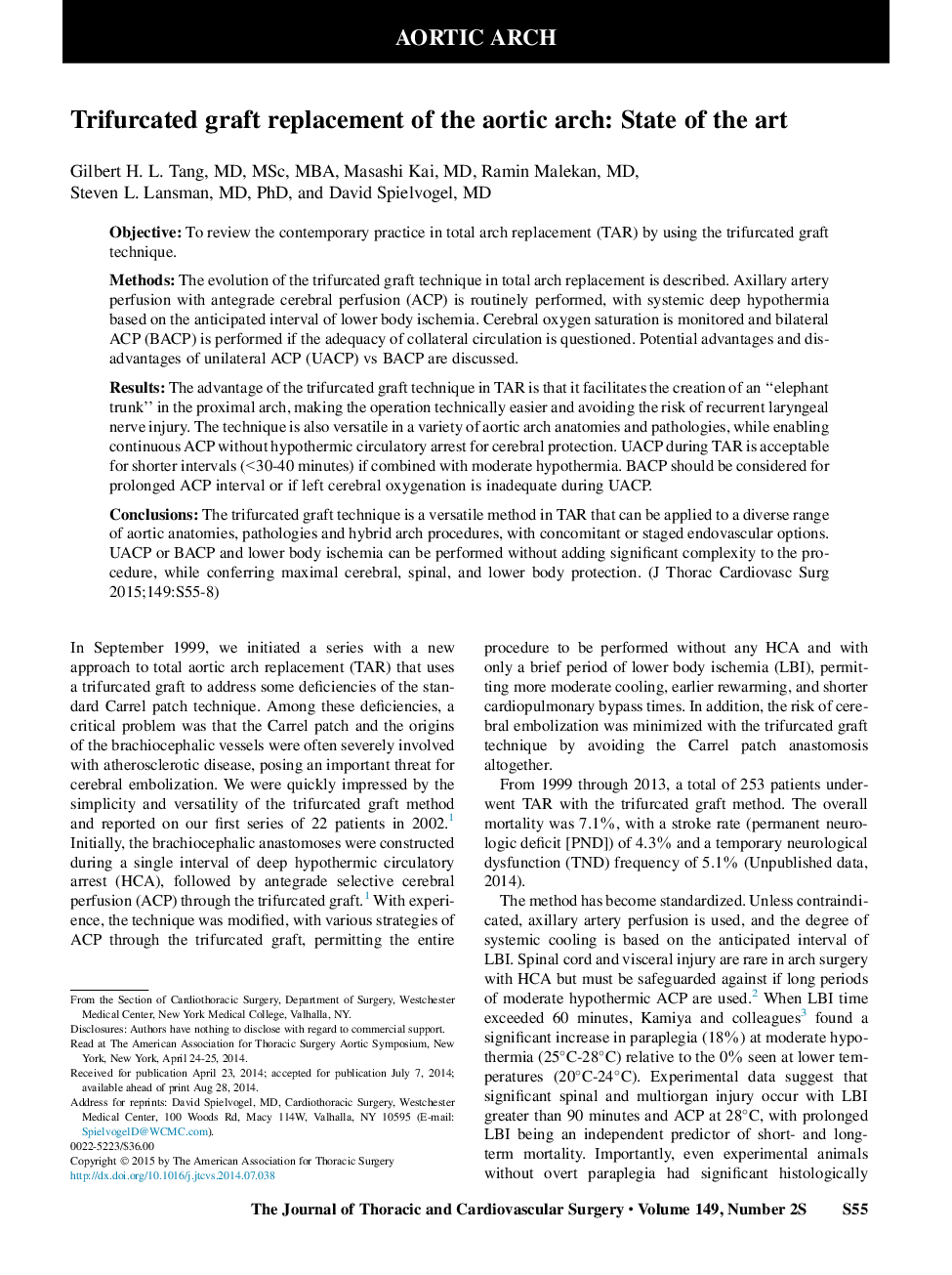 جایگزینی ترانسفورماتور جراحی قوس آئورت: حالت هنر 