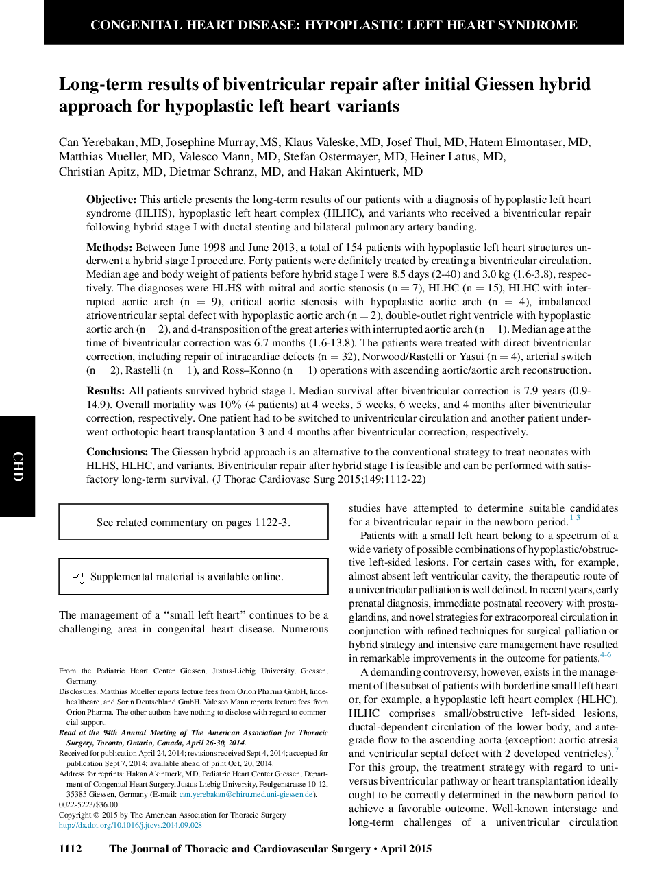 نتایج بلند مدت تعمیر دووژنتیک بعد از رویکرد هیبرید اولیه گایسن برای انواع قلب هیپوپلاستی چپ 