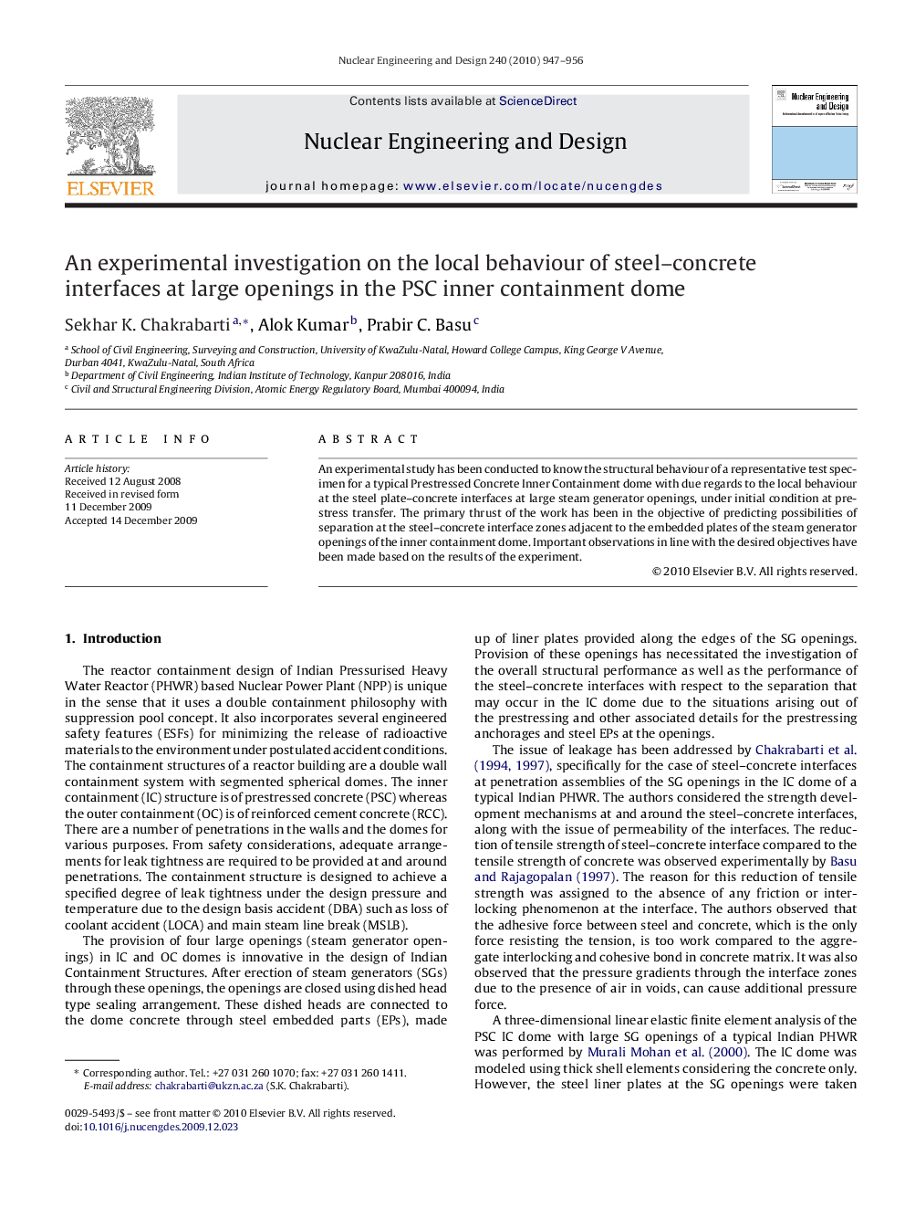 An experimental investigation on the local behaviour of steel–concrete interfaces at large openings in the PSC inner containment dome