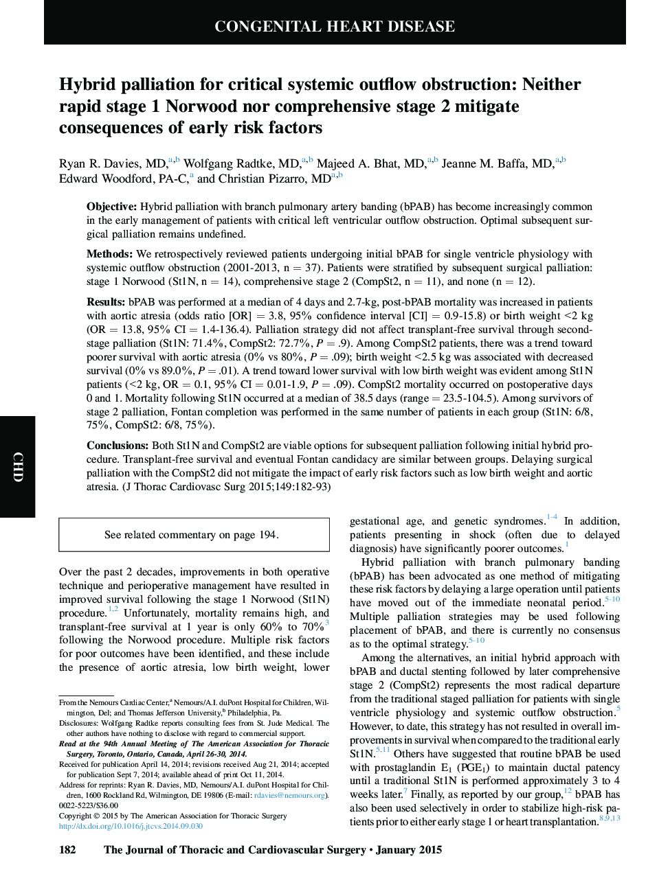 Hybrid palliation for critical systemic outflow obstruction: Neither rapid stage 1 Norwood nor comprehensive stage 2 mitigate consequences of early risk factors 