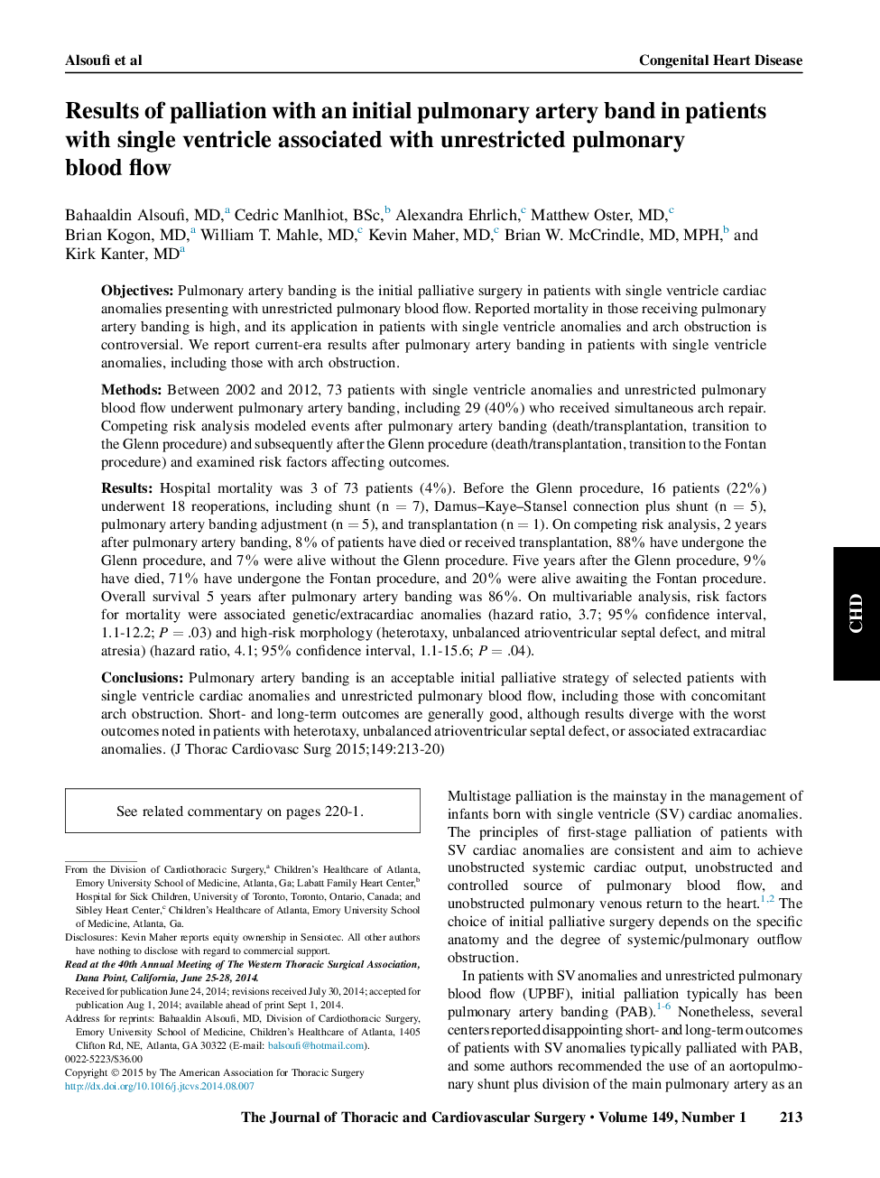 نتایج تسریع با یک گروه شریان ریوی اولیه در بیماران مبتلا به بطن تک همراه با جریان خون ریه بدون محدودیت 