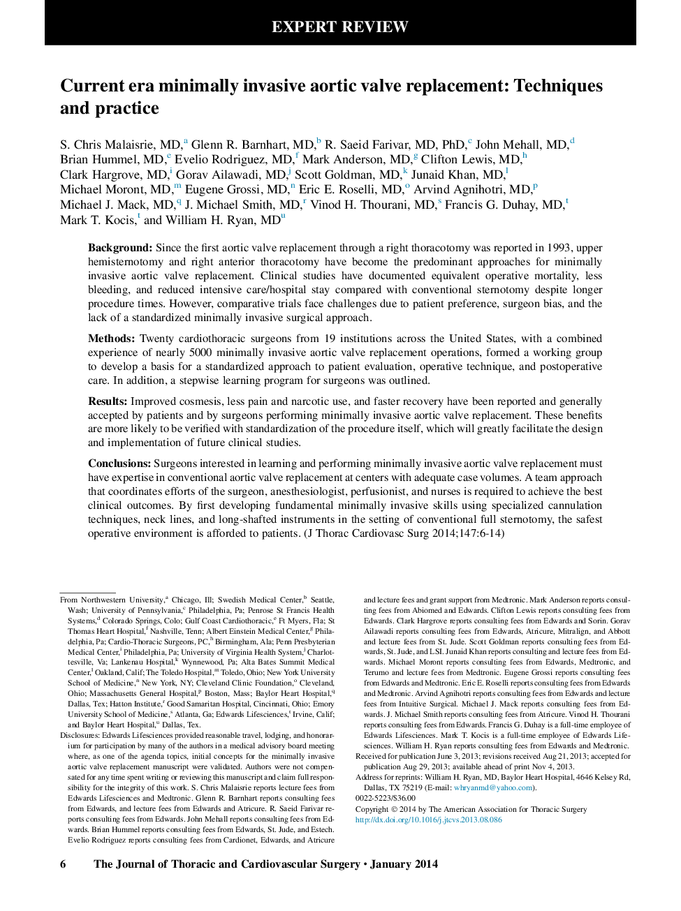 Current era minimally invasive aortic valve replacement: Techniques and practice 