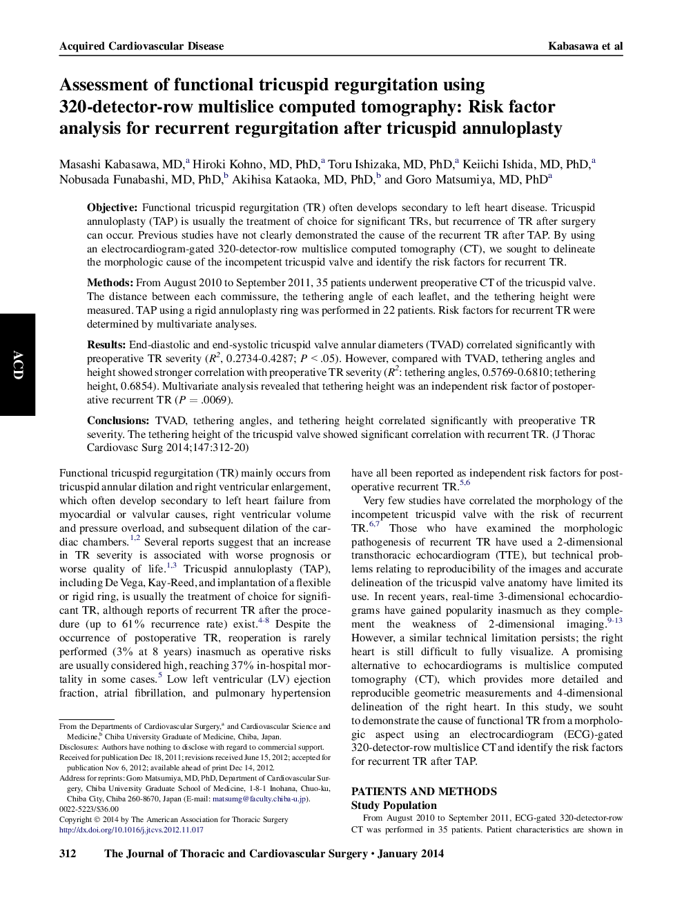 ارزیابی تنگی نفس تریاکسیپید با استفاده از تست تصادفی چند ردیفی 320 ردیاب: تجزیه و تحلیل ریسک فاکتور برای رگوریتم مجدد پس از تلقیح پلاستیک تری کوسپید 