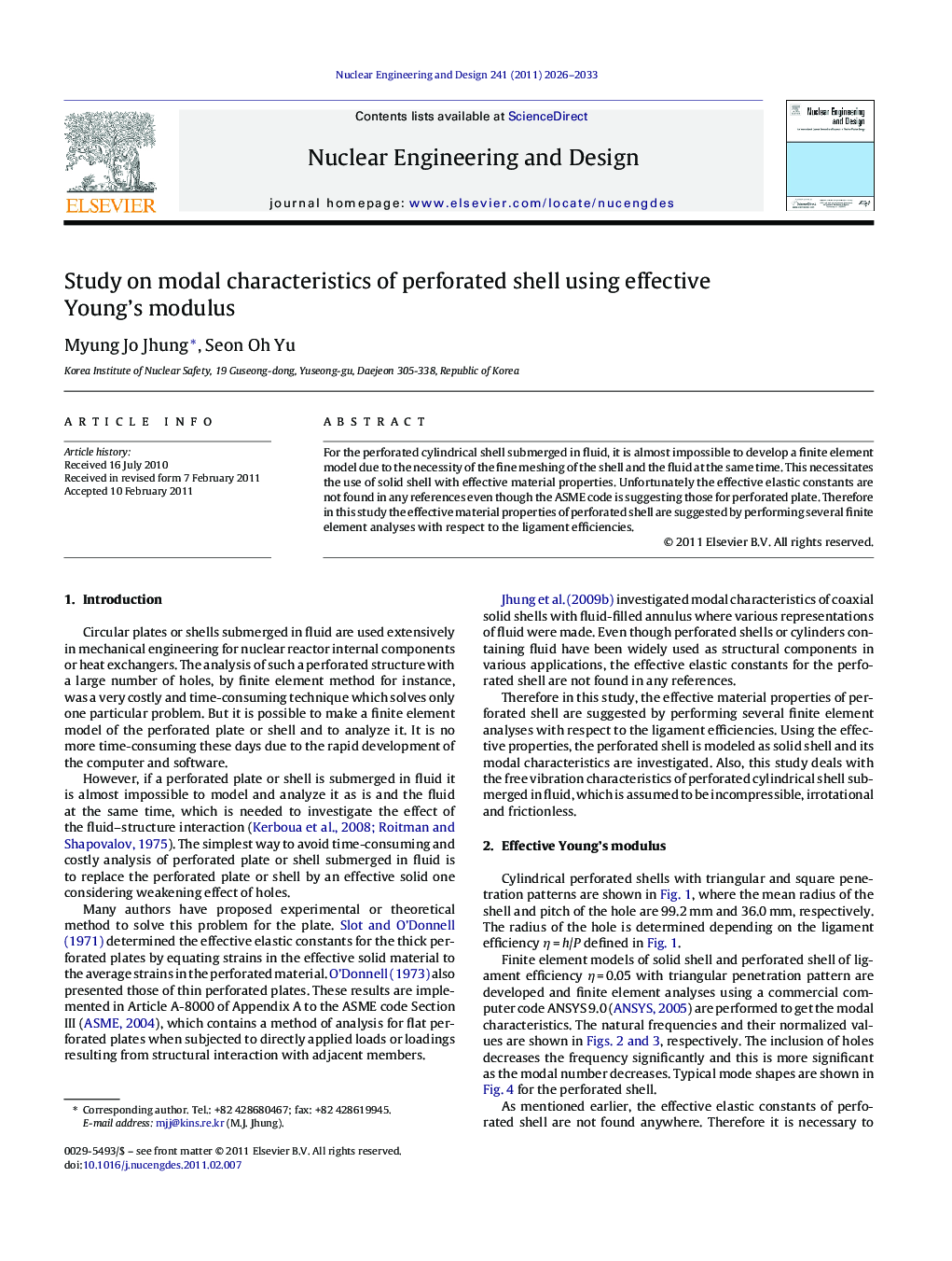 Study on modal characteristics of perforated shell using effective Young's modulus