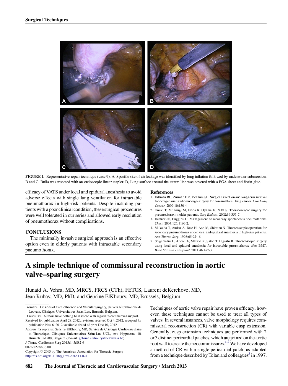 A simple technique of commissural reconstruction in aortic valve-sparing surgery