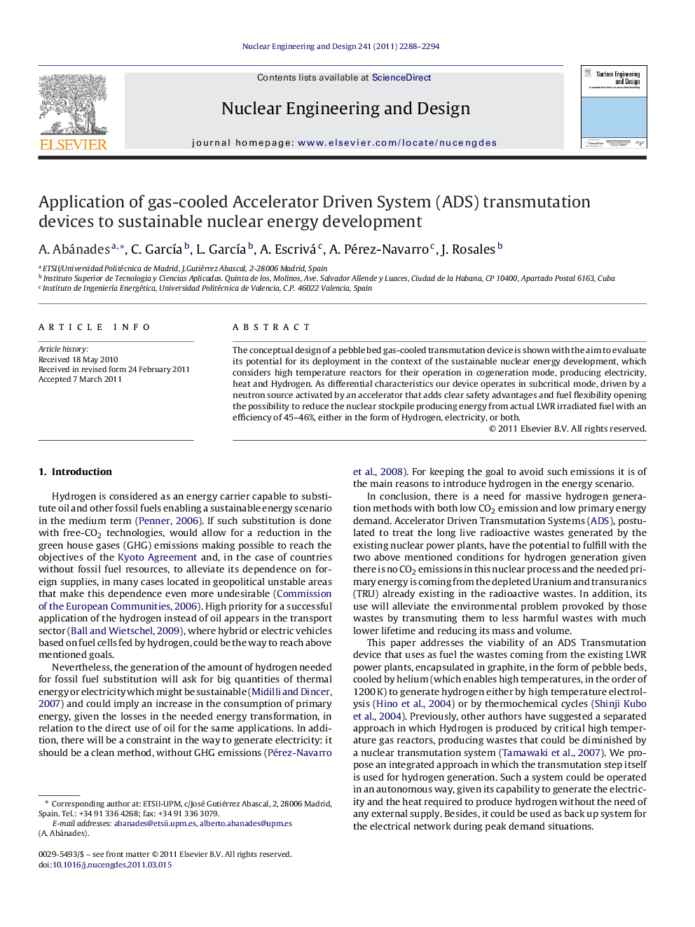 Application of gas-cooled Accelerator Driven System (ADS) transmutation devices to sustainable nuclear energy development
