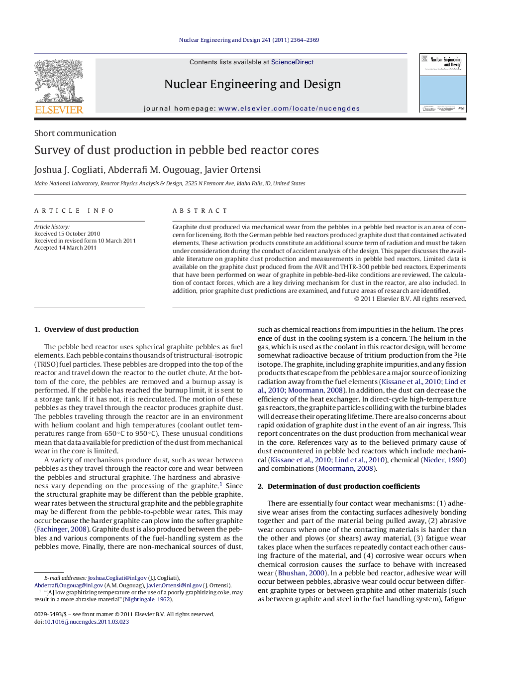 Survey of dust production in pebble bed reactor cores