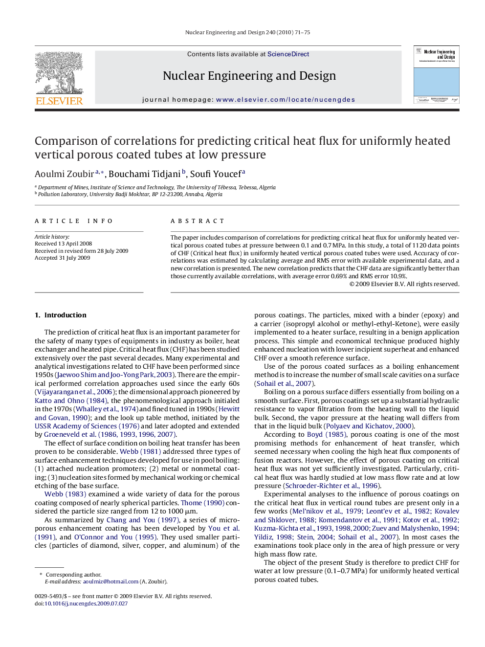 Comparison of correlations for predicting critical heat flux for uniformly heated vertical porous coated tubes at low pressure